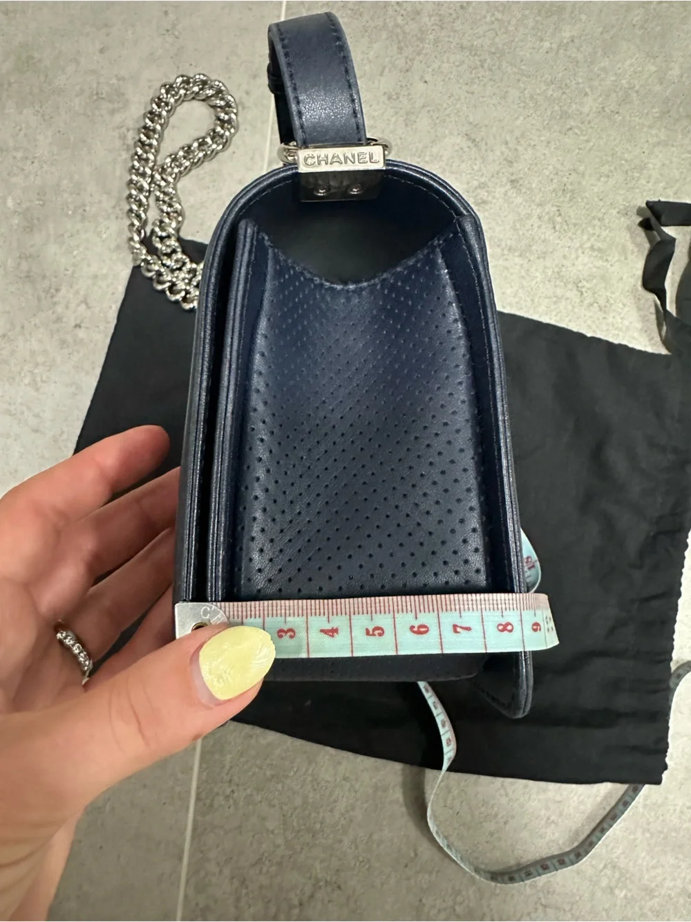 Authentic Vintage Chanel Perforated Old Medium Boy Flap Bag